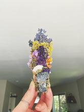 Load image into Gallery viewer, floral smudge stick, white sage, smudging, white sage smudge stick, lavender sage
