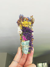 Load image into Gallery viewer, floral smudge stick, white sage, smudging, white sage smudge stick, lavender sage