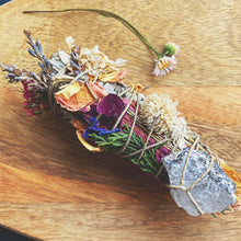 Load image into Gallery viewer, floral smudge stick, white sage, smudging, white sage smudge stick, lavender sage